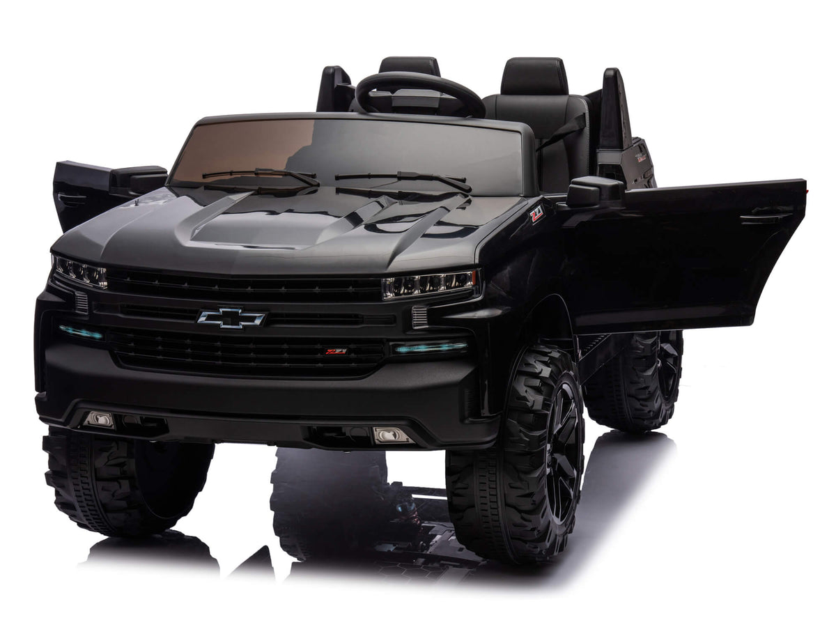 24V Chevrolet Silverado Ride on Truck for Kids with 2 Seats and Remote - Black