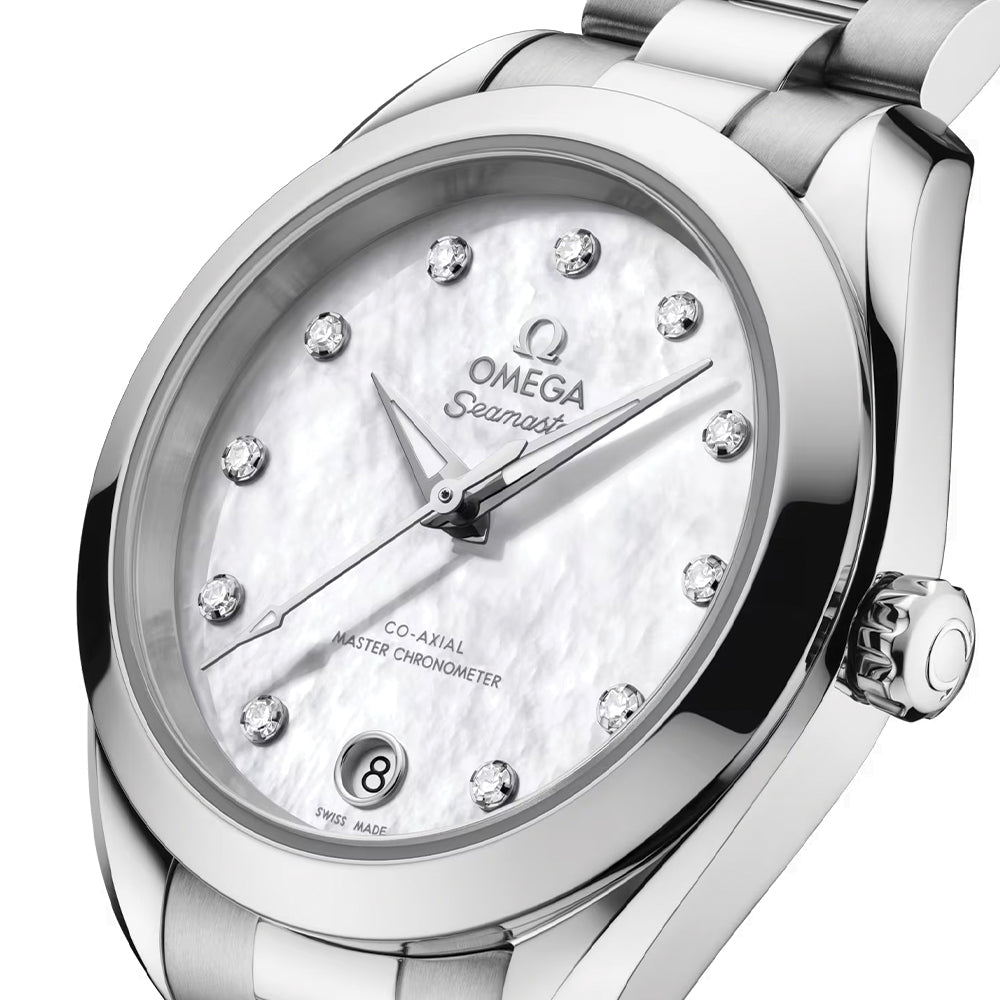 Seamaster Aqua Terra 150M 30mm - White Mother-of-Pearl w/ Diamonds on Bracelet