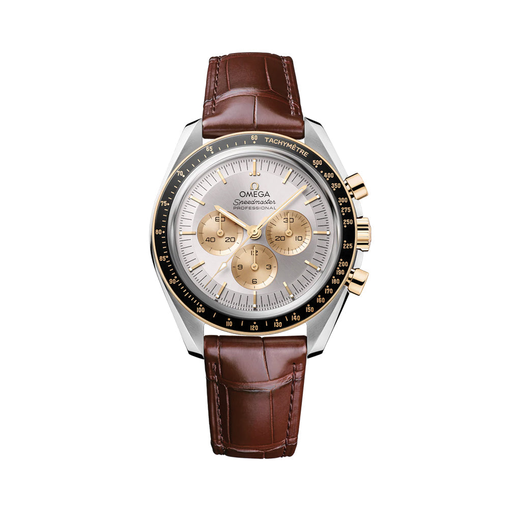 Speedmaster Moonwatch Professional Moonshine™ Gold and Steel 42mm ‑ Silver on Leather Strap