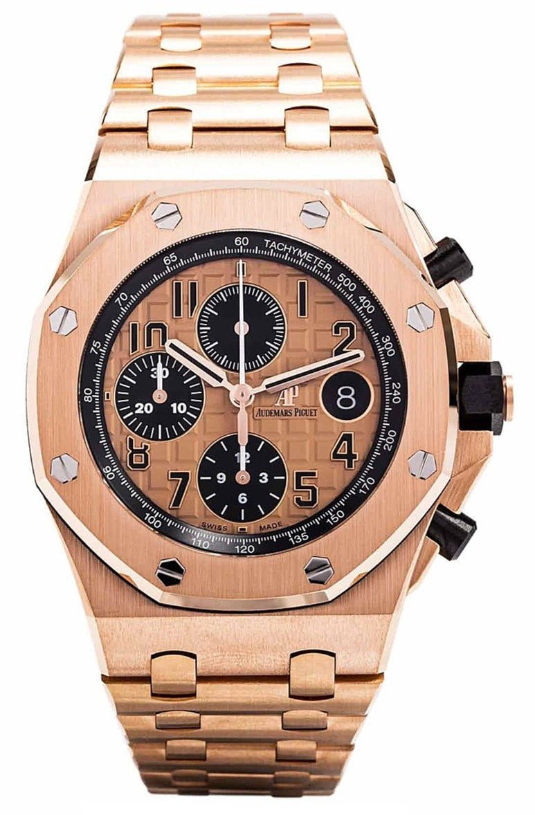Audemars Piguet Royal Oak Offshore Selfwinding Chronograph - 18k Rose Gold - Pink Toned Dial - Black Sub-Dials - Ref# 26470OR.OO.1000OR.01