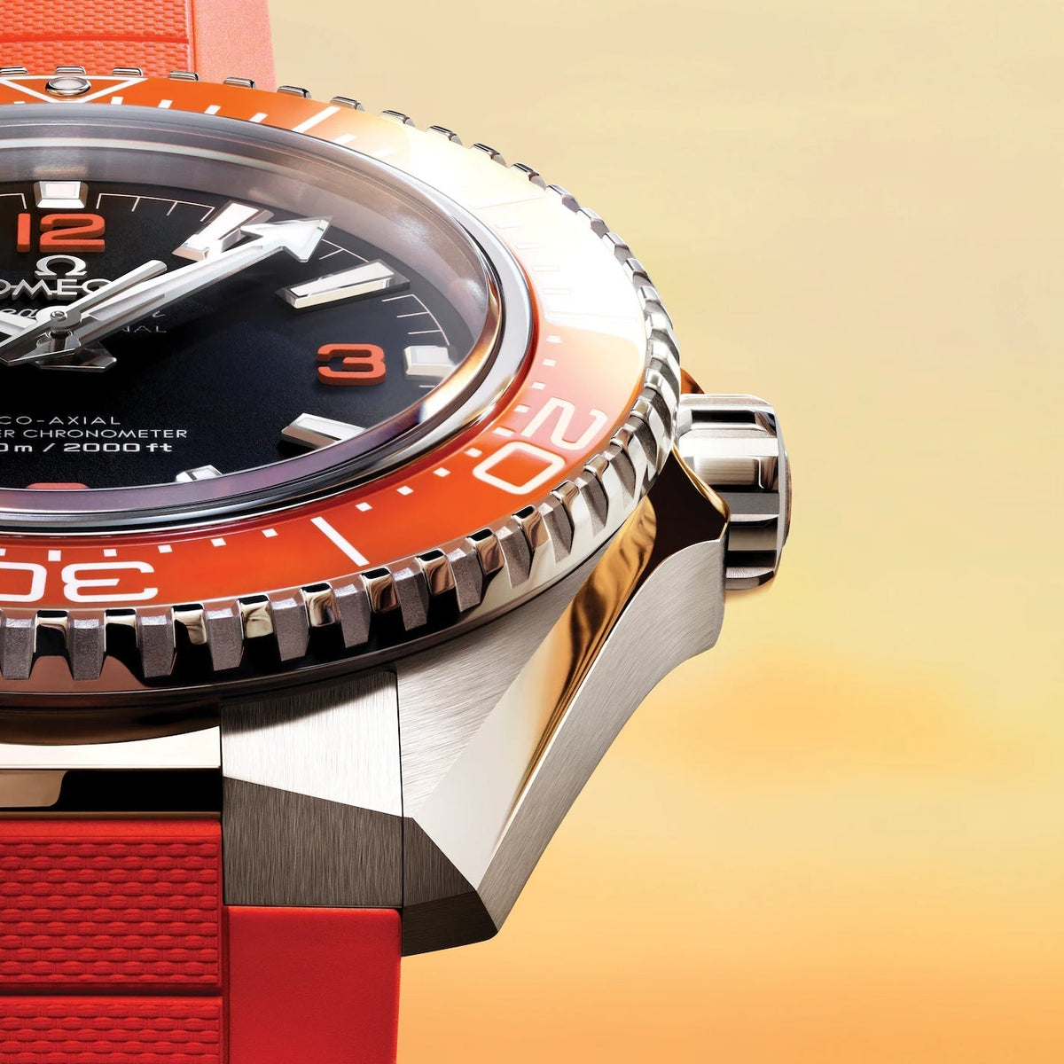 Seamaster Planet Ocean 600M 42mm - Black and Orange on Orange Rubber Strap
