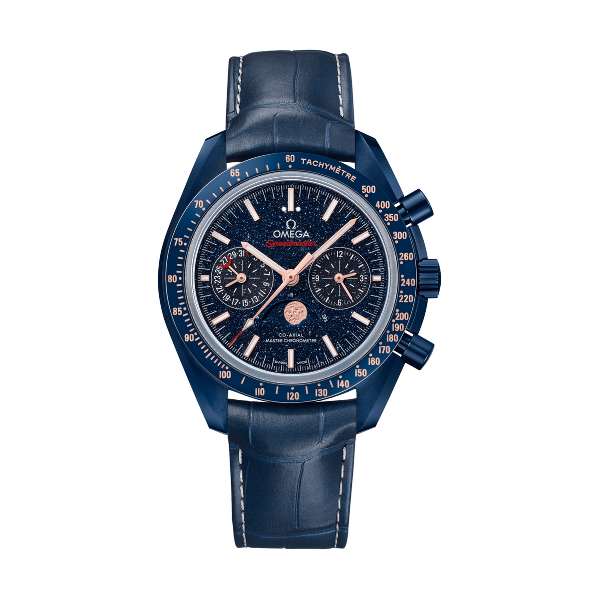 Speedmaster Moonphase "Blue Side Of The Moon" Chronograph Ceramic 44.25mm - Blue on Leather Strap
